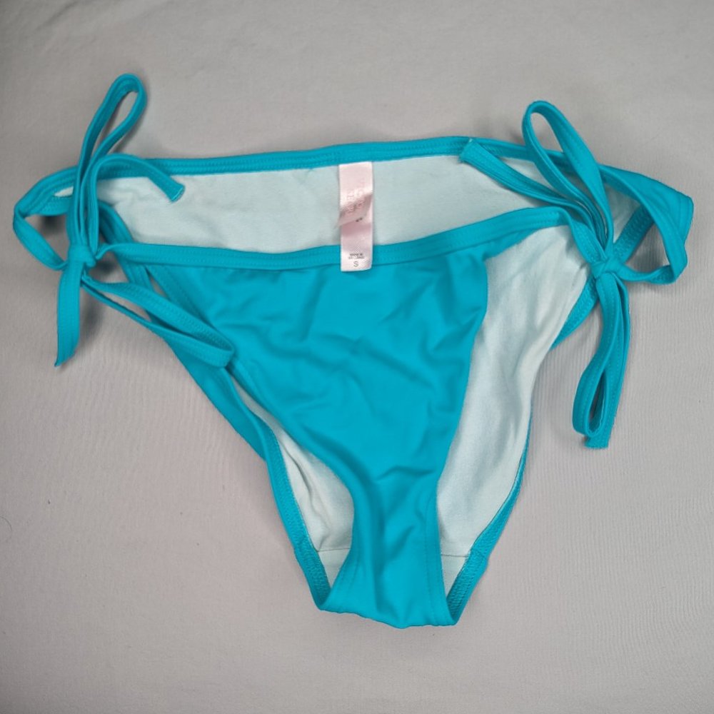 Blue Teal Turquoise Sexy Side Tie Swim Bikini Bottom (S) Victoria's Secret